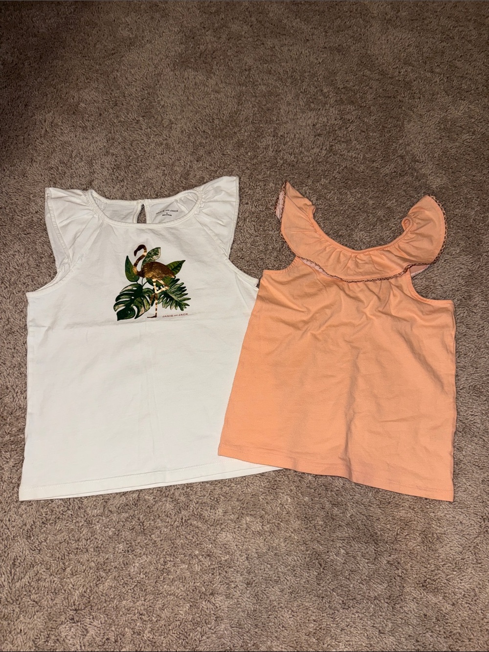 Janie and Jack White Tank with Tropical Bird Graphic and Coral Tank